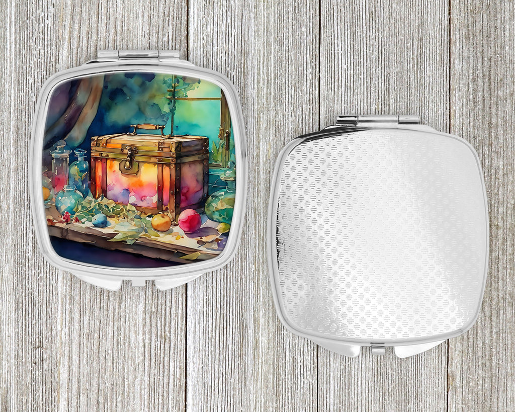 Treasure Chest Compact Mirror Decorative Travel Makeup Mirror for Women Girls Gifts Pocket Makeup Mirror Folding Handheld