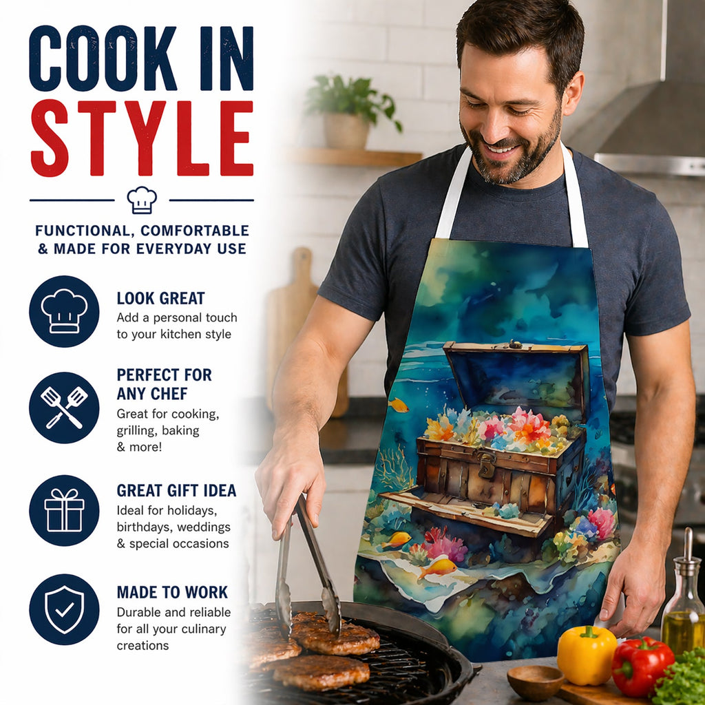 Treasure Chest Apron Cooking Kitchen Server Baking Crafts Gardening for Adult Women Men, Unisex, Large, Multicolor