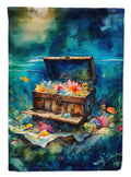Treasure Chest House Flag 28x40 Porch Sleeve Pole Decorative Outside Yard Banner Artwork Wall Hanging, Polyester
