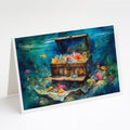 Treasure Chest Greeting Cards Pack of 8 Blank Cards with Envelopes Whimsical A7 Size 5x7