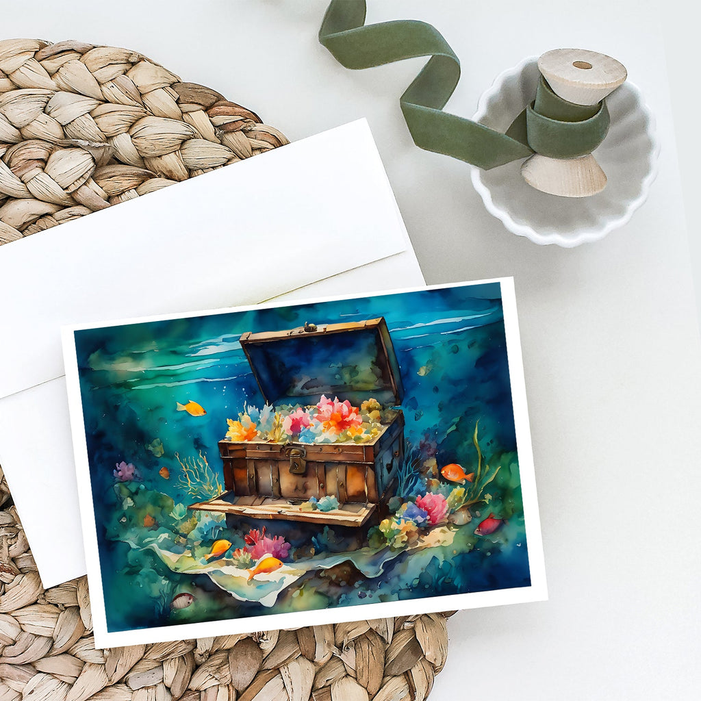 Treasure Chest Greeting Cards Pack of 8 Blank Cards with Envelopes Whimsical A7 Size 5x7