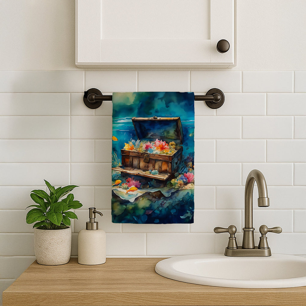 Treasure Chest Kitchen Towel Velour Plush Front and Cotton Loop Back Machine Washable