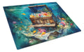 Treasure Chest Cutting Board Tempered Glass Kitchen Cutting Surface, Heat Resistant Chopping, Non-Slip Feet, Food Prep & Serving