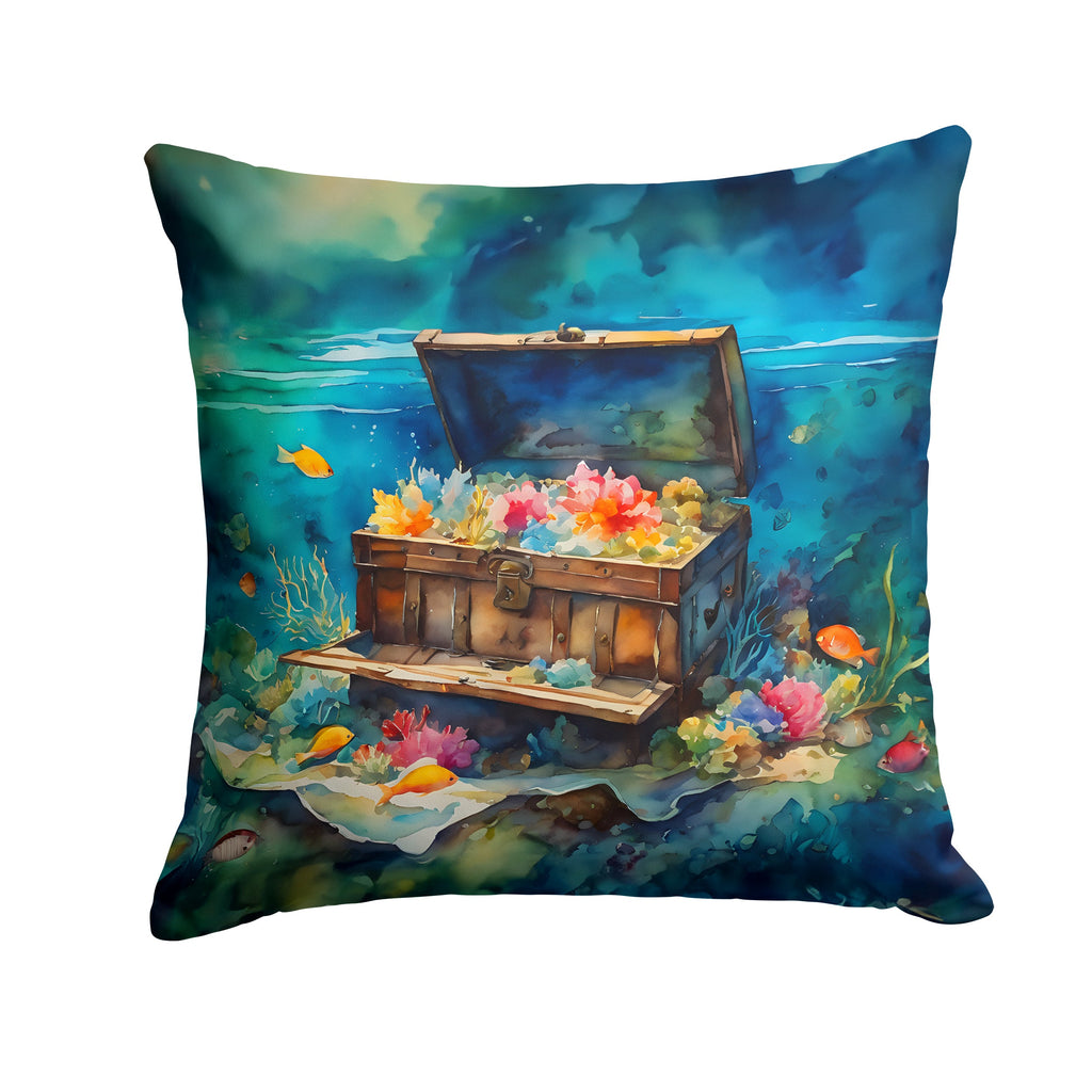 Treasure Chest Decorative Throw Pillow 18x18 Indoor Outdoor Accent Cushion, Fabric Cover with Insert for Sofa, Bed, Porch & Living Room