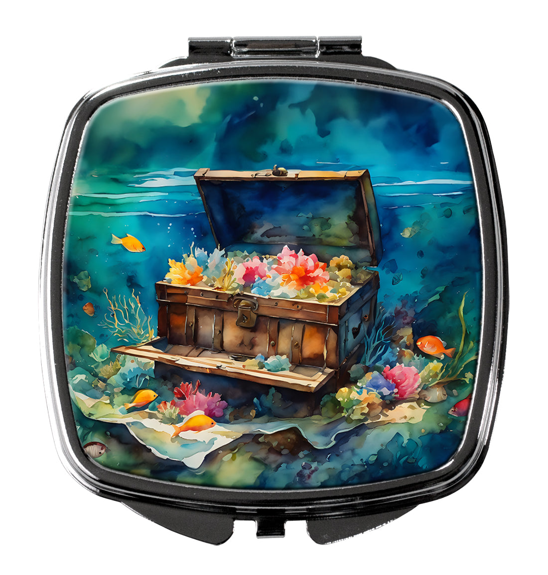 Treasure Chest Compact Mirror Decorative Travel Makeup Mirror for Women Girls Gifts Pocket Makeup Mirror Folding Handheld