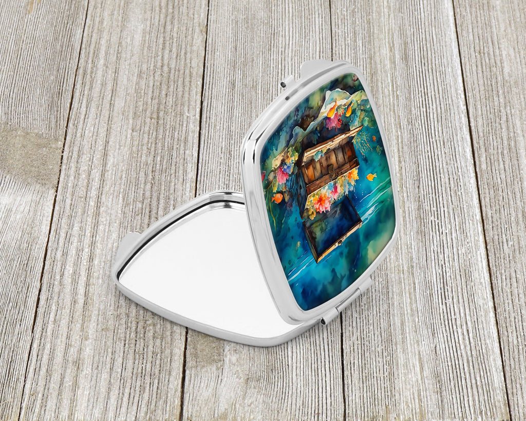 Treasure Chest Compact Mirror Decorative Travel Makeup Mirror for Women Girls Gifts Pocket Makeup Mirror Folding Handheld