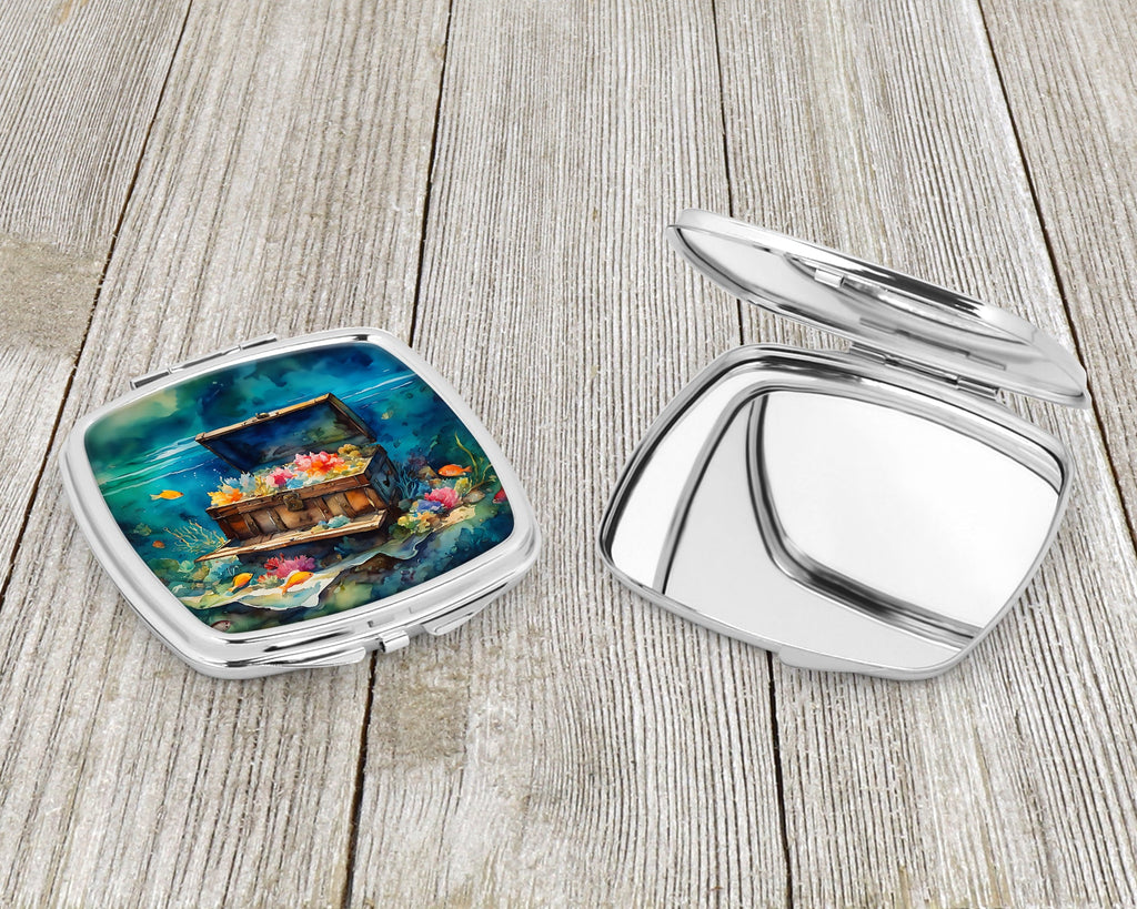 Treasure Chest Compact Mirror Decorative Travel Makeup Mirror for Women Girls Gifts Pocket Makeup Mirror Folding Handheld