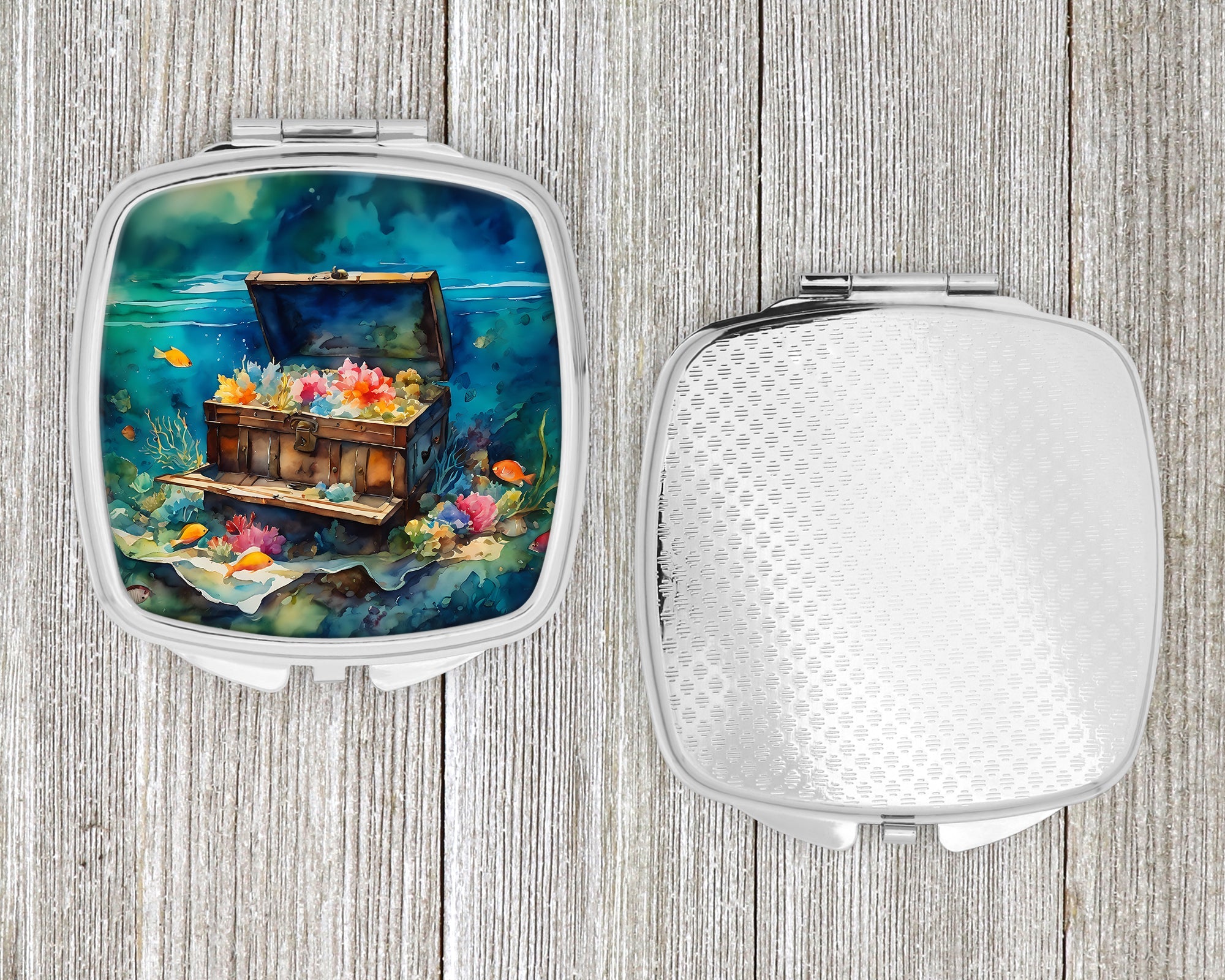 Treasure Chest Compact Mirror Decorative Travel Makeup Mirror for Women Girls Gifts Pocket Makeup Mirror Folding Handheld