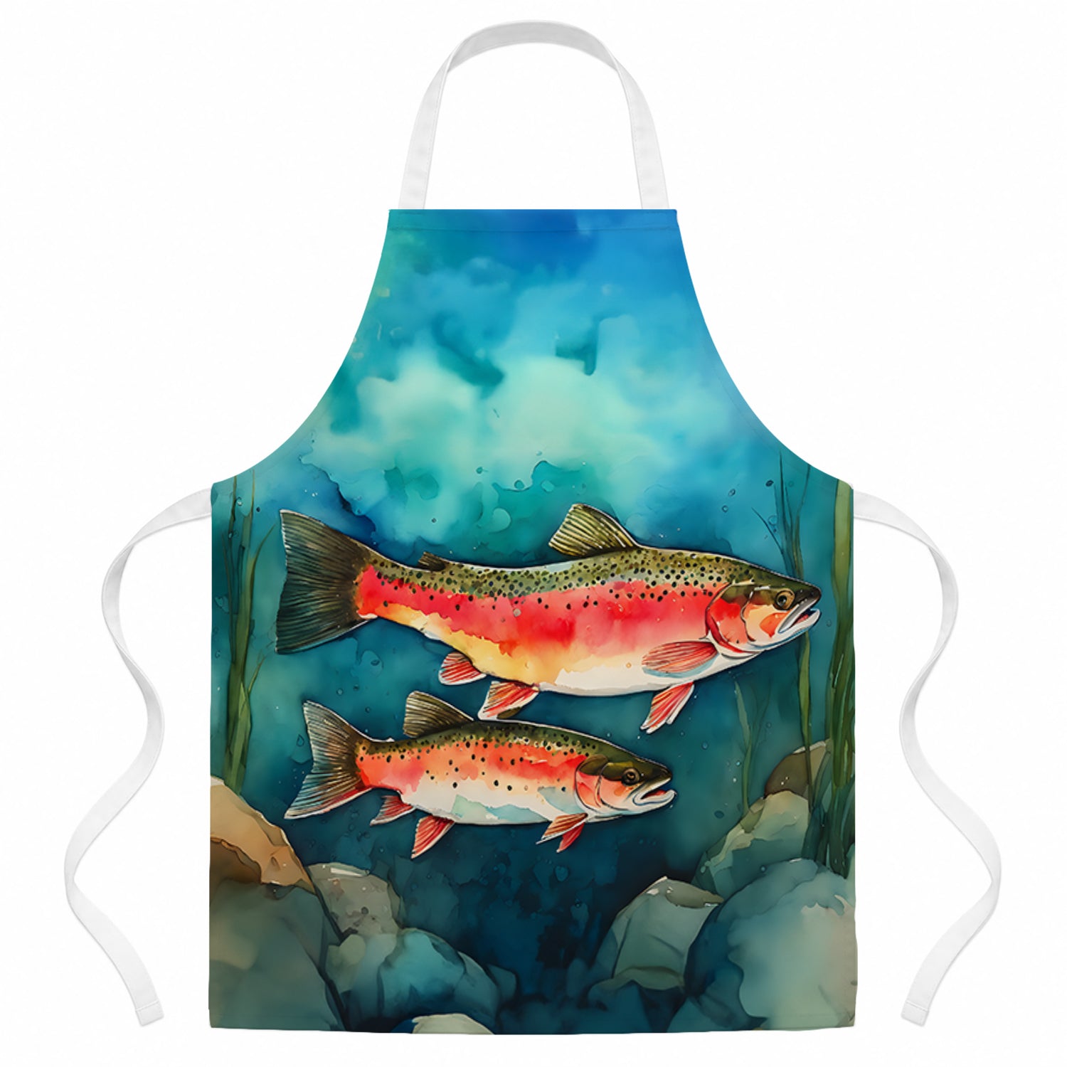 Trout Apron Cooking Kitchen Server Baking Crafts Gardening for Adult Women Men, Unisex, Large, Multicolor