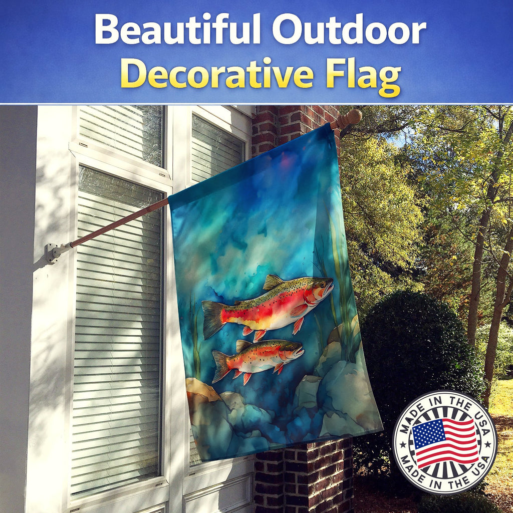 Trout House Flag 28x40 Porch Sleeve Pole Decorative Outside Yard Banner Artwork Wall Hanging, Polyester