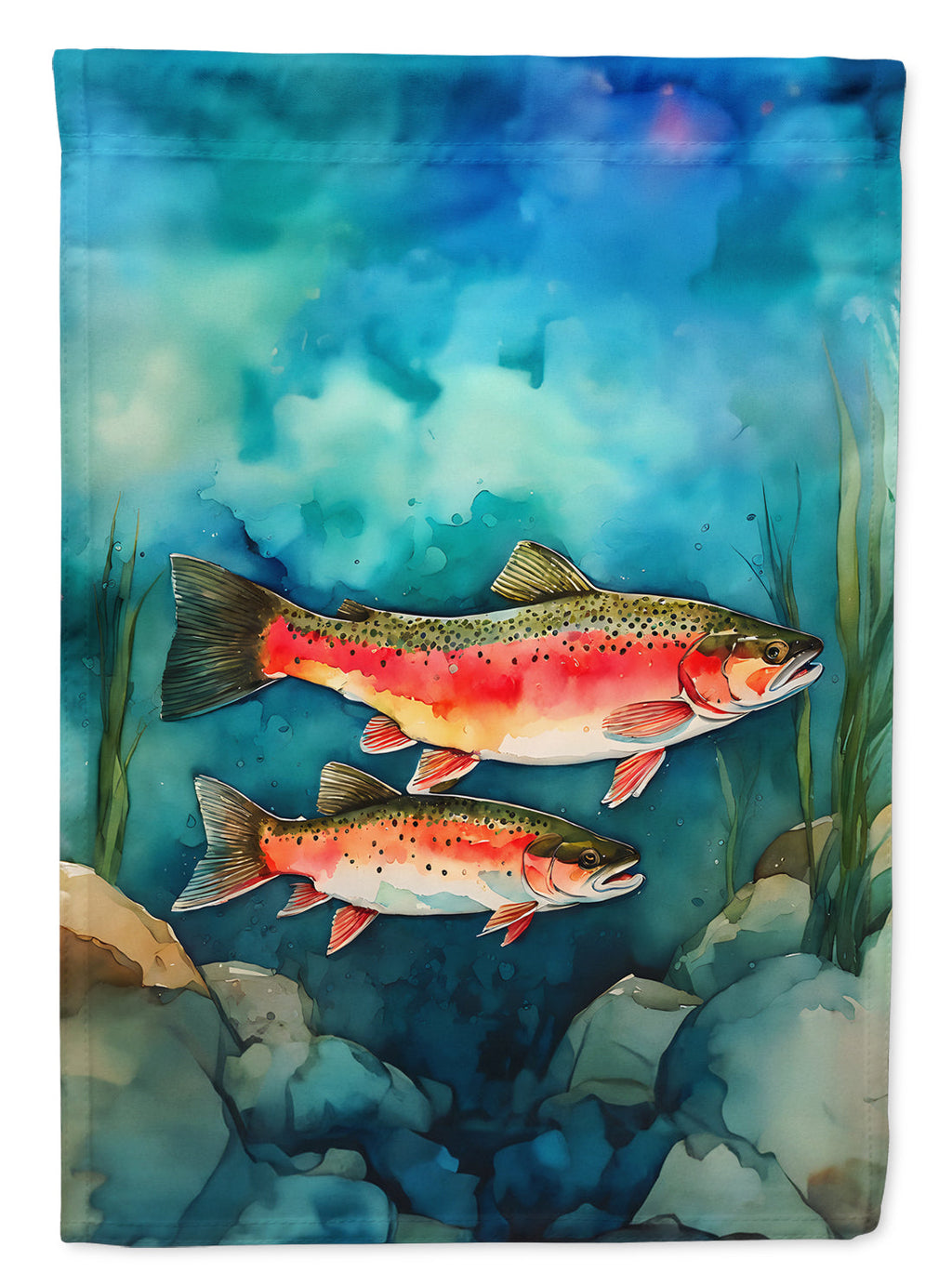 Trout House Flag 28x40 Porch Sleeve Pole Decorative Outside Yard Banner Artwork Wall Hanging, Polyester