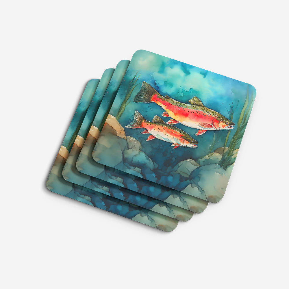 Trout Foam Coasters Set of 4 Cup Coasters for Indoor Outdoor, Tabletop Protection, Anti Slip, Mouse pad Material