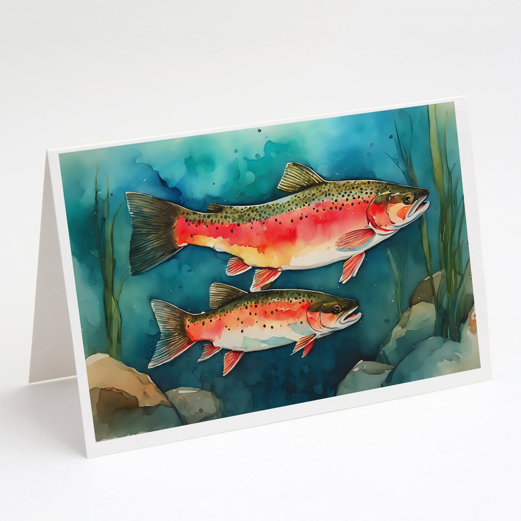Trout Greeting Cards Pack of 8 Blank Cards with Envelopes Whimsical A7 Size 5x7