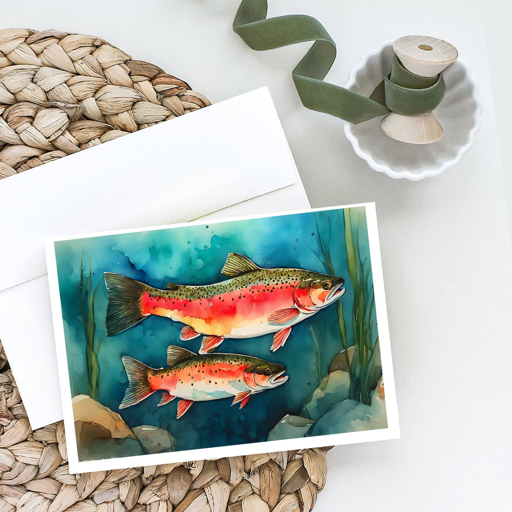 Trout Greeting Cards Pack of 8 Blank Cards with Envelopes Whimsical A7 Size 5x7