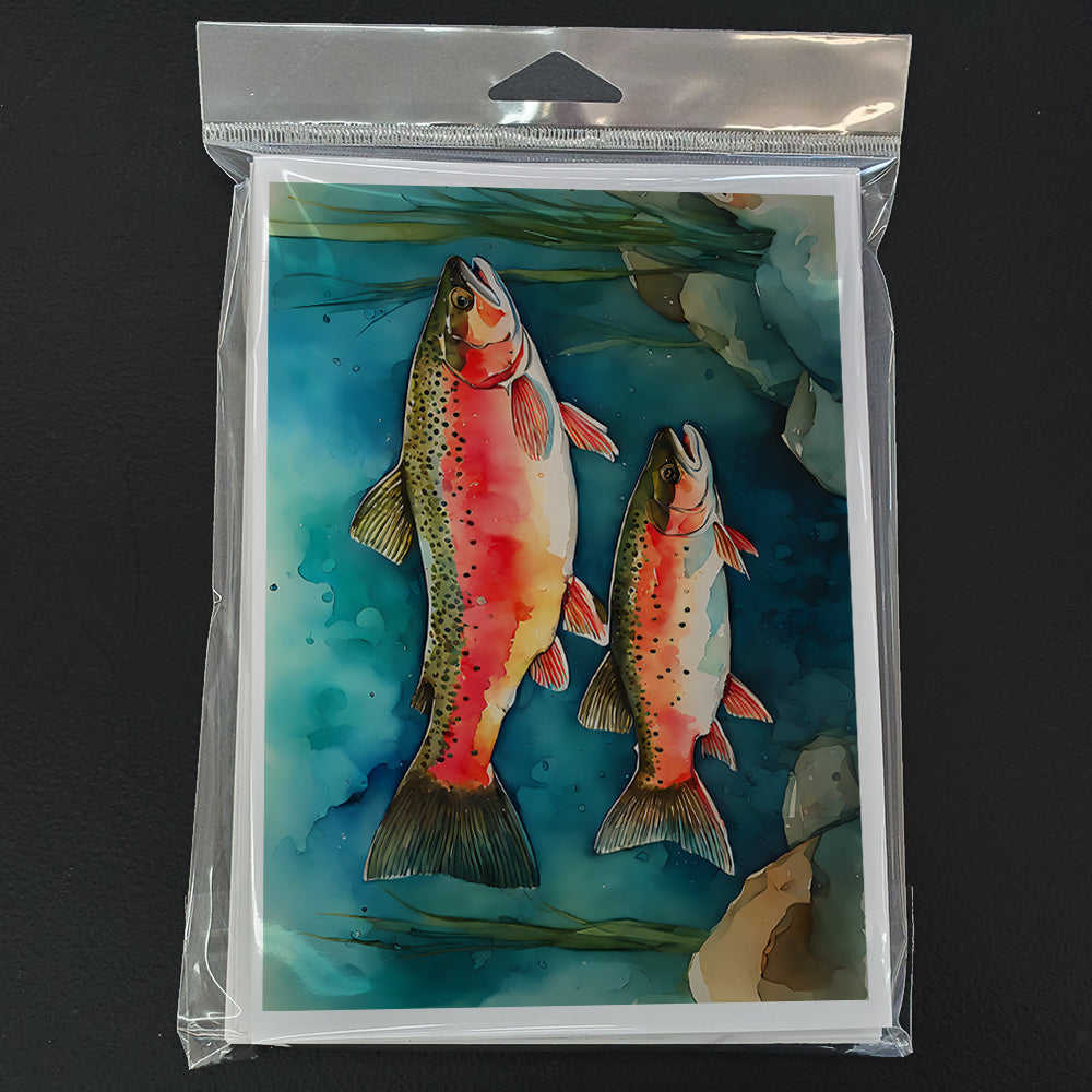 Trout Greeting Cards Pack of 8 Blank Cards with Envelopes Whimsical A7 Size 5x7
