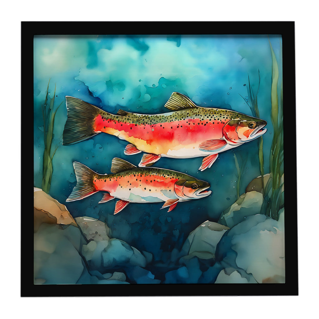 Trout Framed Metal Print Bathroom, Kitchen, Office, Home Decor Wall Art Ready to Hang, Square, 8X8