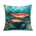 Trout Decorative Throw Pillow 14x14 Indoor Outdoor Accent Cushion, Fabric Cover with Insert for Sofa, Bed, Porch & Living Room