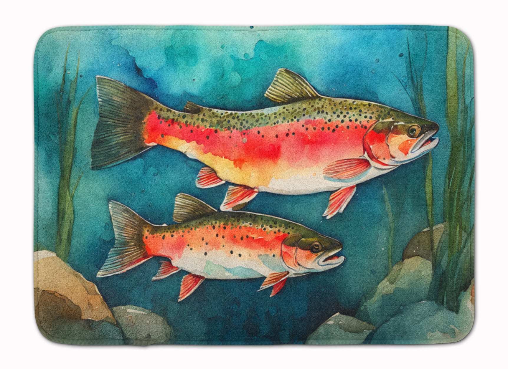 Trout Memory Foam Kitchen Mat Machine Washable Anti-Fatigue Cushion Comfort Bath or Kitchen Rug