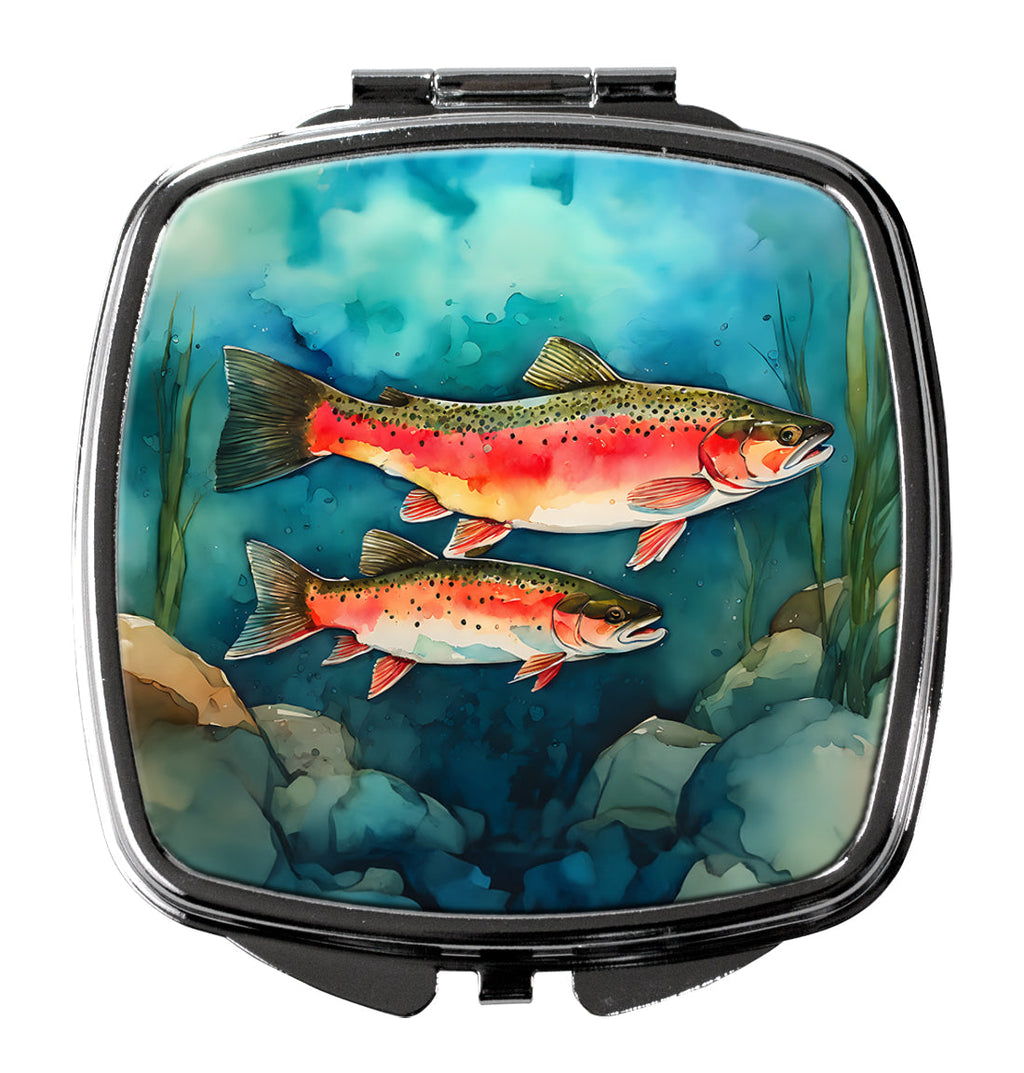 Trout Compact Mirror Decorative Travel Makeup Mirror for Women Girls Gifts Pocket Makeup Mirror Folding Handheld