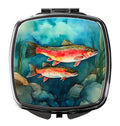 Trout Compact Mirror Decorative Travel Makeup Mirror for Women Girls Gifts Pocket Makeup Mirror Folding Handheld