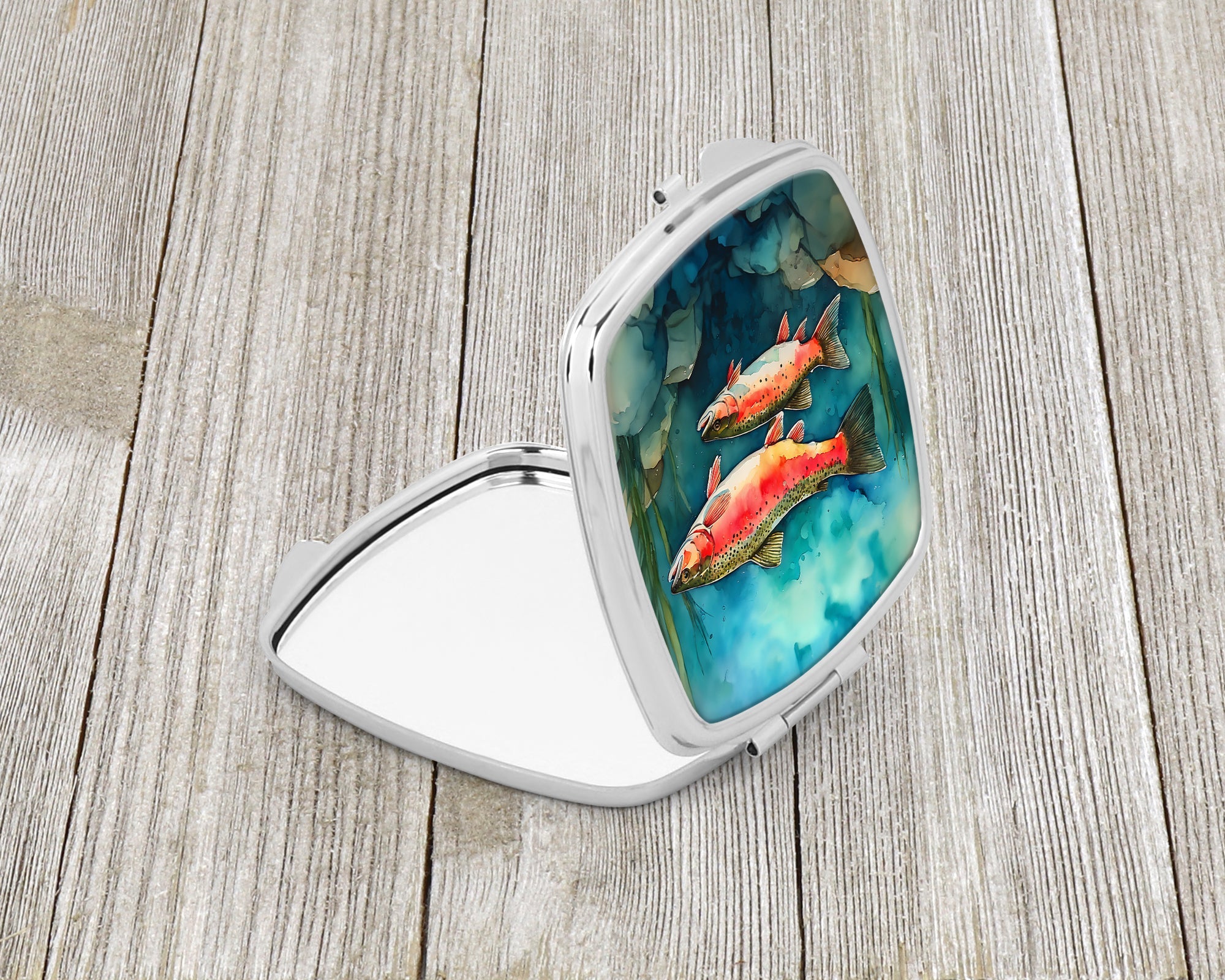 Trout Compact Mirror Decorative Travel Makeup Mirror for Women Girls Gifts Pocket Makeup Mirror Folding Handheld