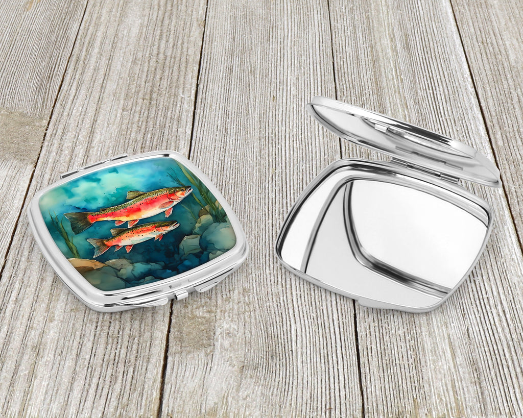 Trout Compact Mirror Decorative Travel Makeup Mirror for Women Girls Gifts Pocket Makeup Mirror Folding Handheld