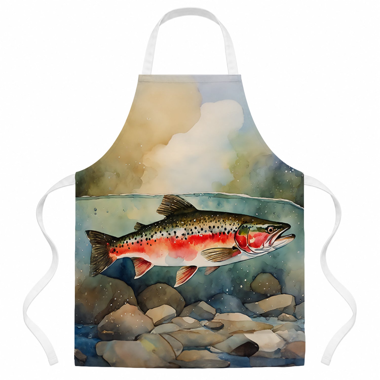 Trout Apron Cooking Kitchen Server Baking Crafts Gardening for Adult Women Men, Unisex, Large, Multicolor