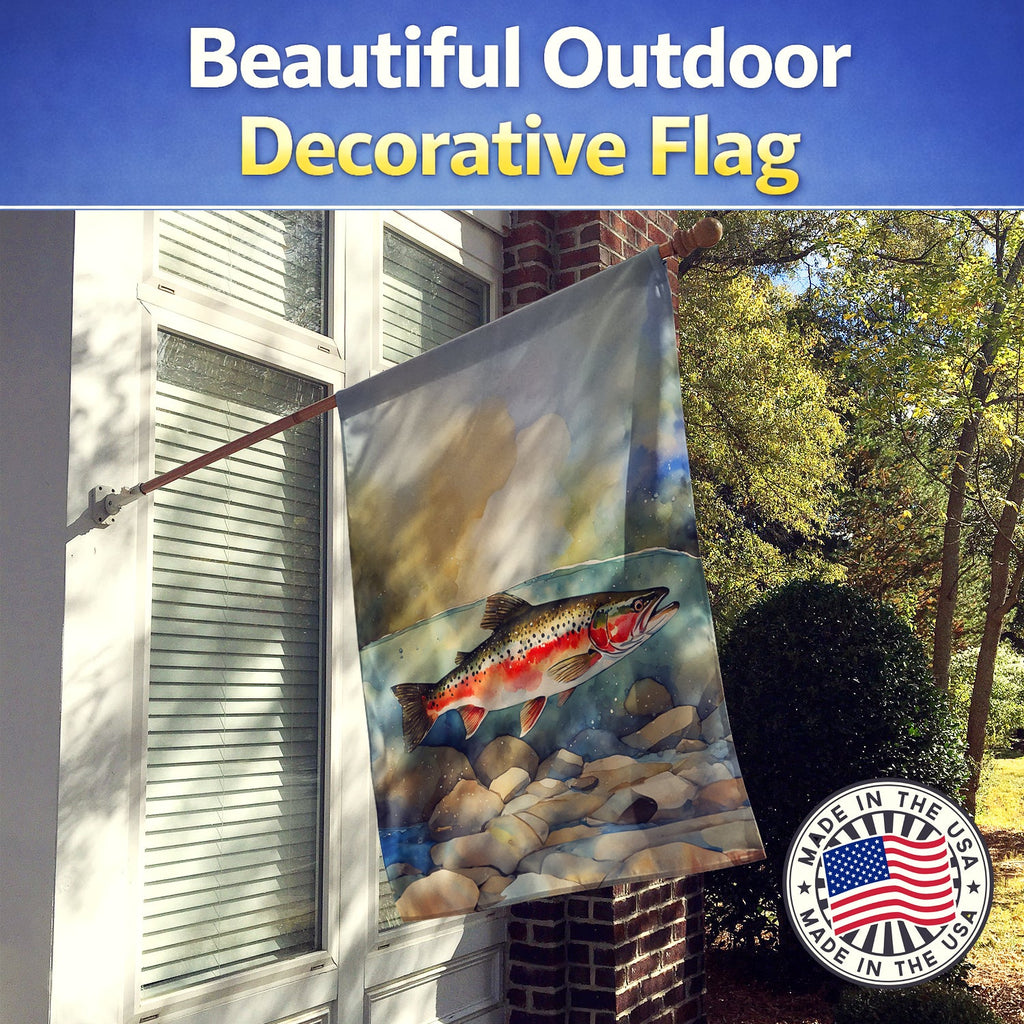 Trout House Flag 28x40 Porch Sleeve Pole Decorative Outside Yard Banner Artwork Wall Hanging, Polyester