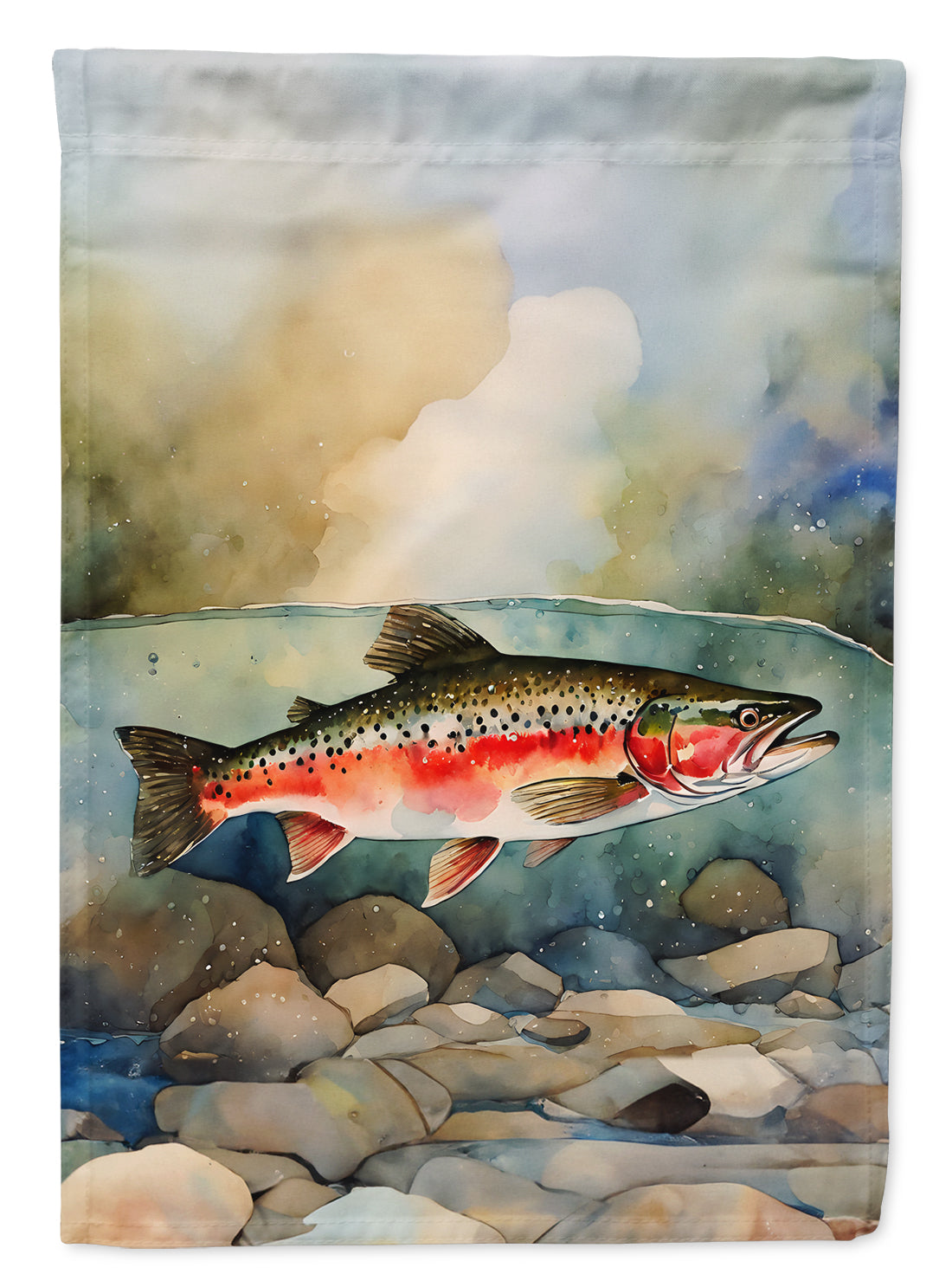 Trout House Flag 28x40 Porch Sleeve Pole Decorative Outside Yard Banner Artwork Wall Hanging, Polyester