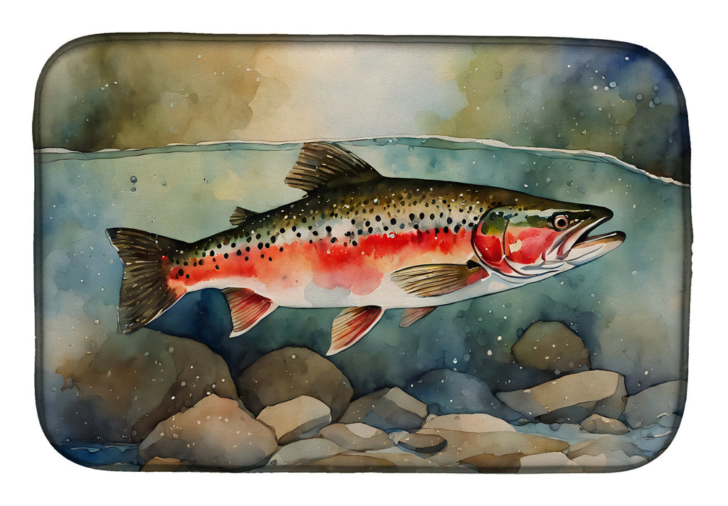 Trout Dish Drying Mat Absorbent Dish Drying Mat Pad for Kitchen Counter Dish Drainer Mat for Countertop, 14 x 21", Multicolor