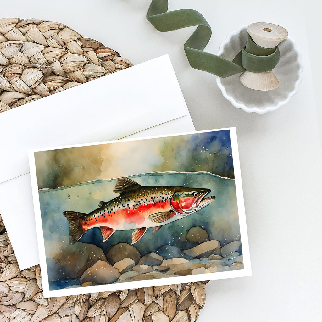 Trout Greeting Cards Pack of 8 Blank Cards with Envelopes Whimsical A7 Size 5x7