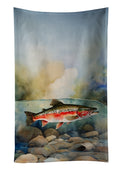 Trout Kitchen Towel Velour Plush Front and Cotton Loop Back Machine Washable