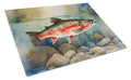 Trout Cutting Board Tempered Glass Kitchen Cutting Surface, Heat Resistant Chopping, Non-Slip Feet, Food Prep & Serving