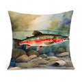 Trout Decorative Throw Pillow 14x14 Indoor Outdoor Accent Cushion, Fabric Cover with Insert for Sofa, Bed, Porch & Living Room