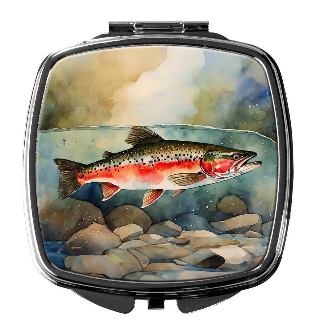 Trout Compact Mirror Decorative Travel Makeup Mirror for Women Girls Gifts Pocket Makeup Mirror Folding Handheld