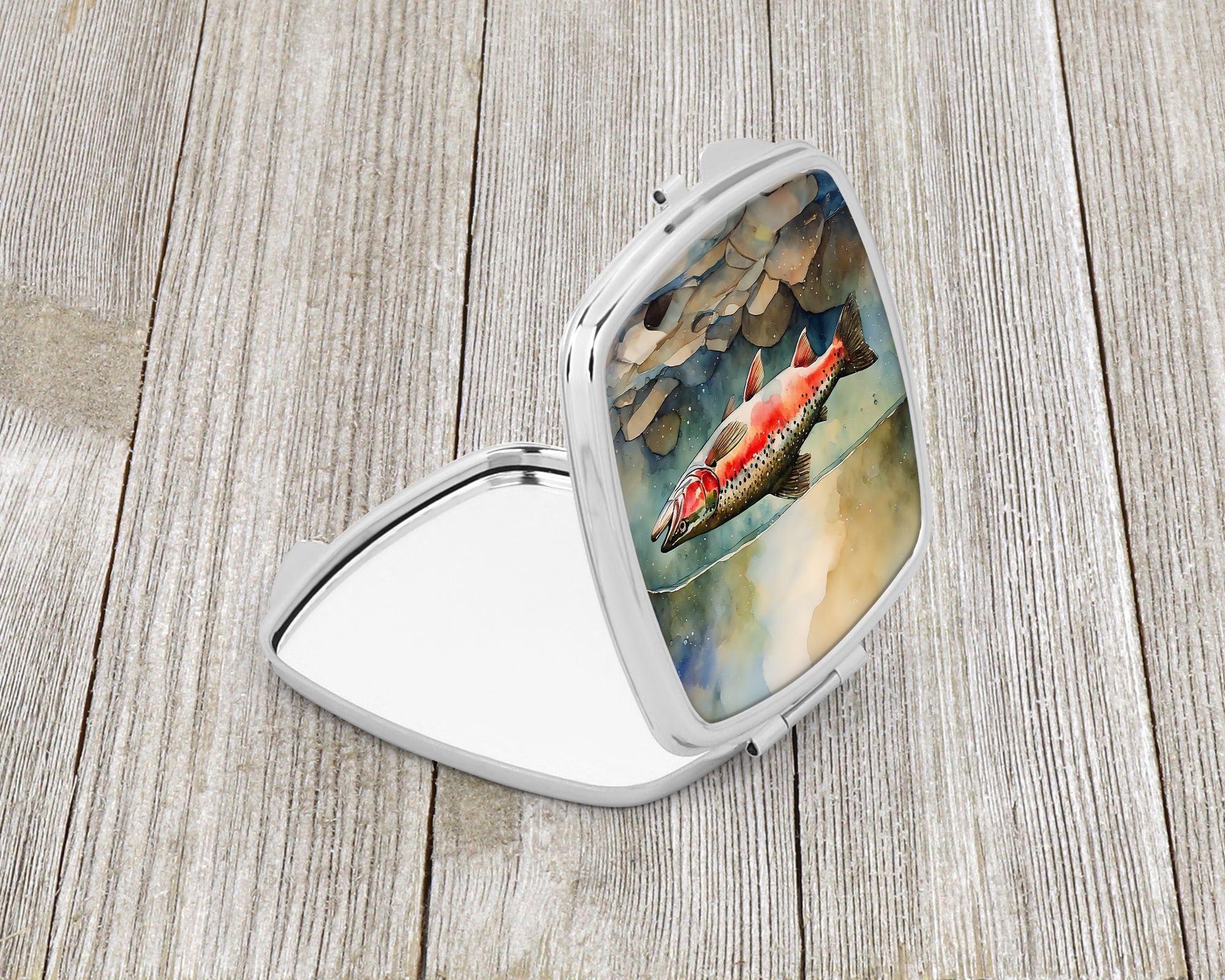 Trout Compact Mirror Decorative Travel Makeup Mirror for Women Girls Gifts Pocket Makeup Mirror Folding Handheld