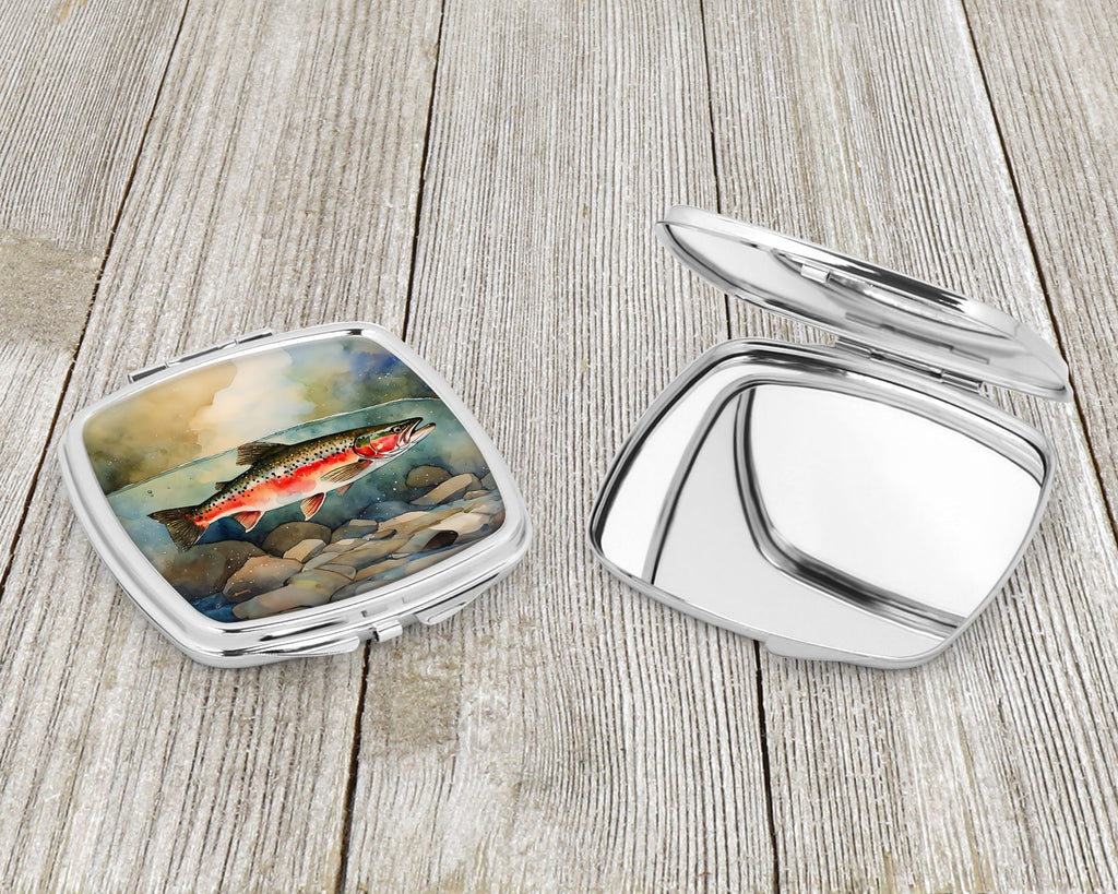 Trout Compact Mirror Decorative Travel Makeup Mirror for Women Girls Gifts Pocket Makeup Mirror Folding Handheld