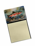 Trout Watercolor Sticky Note Holder Refillable Dispenser Desk Accessory 3x3 Pad Gift