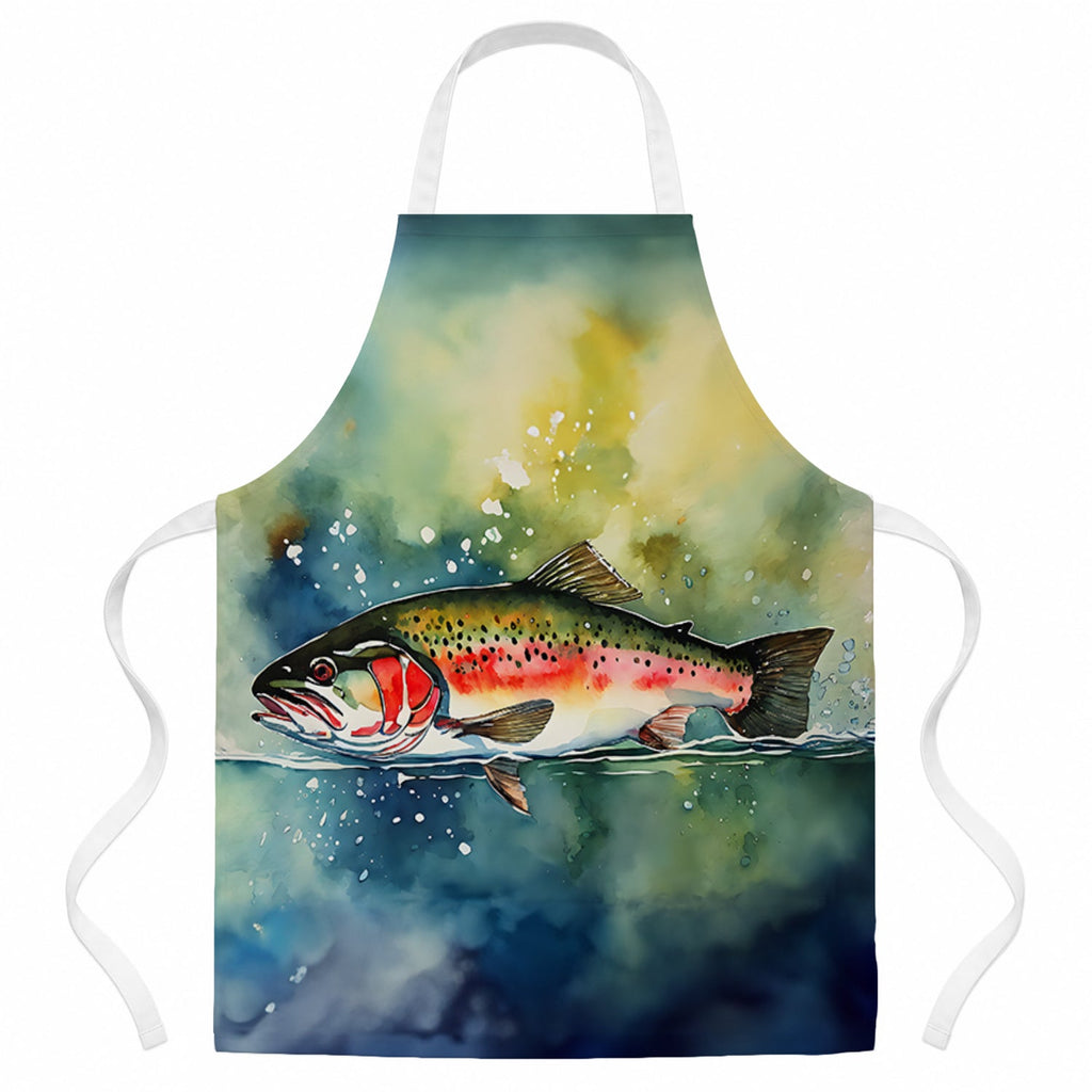 Trout Apron Cooking Kitchen Server Baking Crafts Gardening for Adult Women Men, Unisex, Large, Multicolor