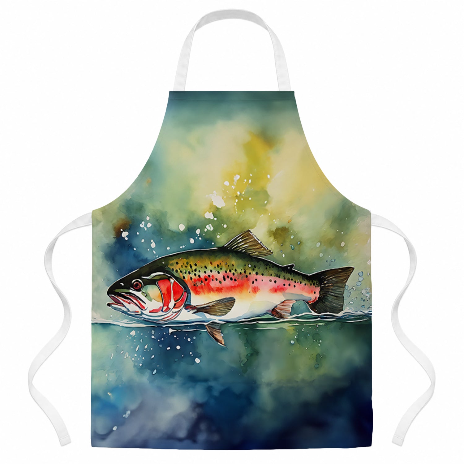 Trout Apron Cooking Kitchen Server Baking Crafts Gardening for Adult Women Men, Unisex, Large, Multicolor