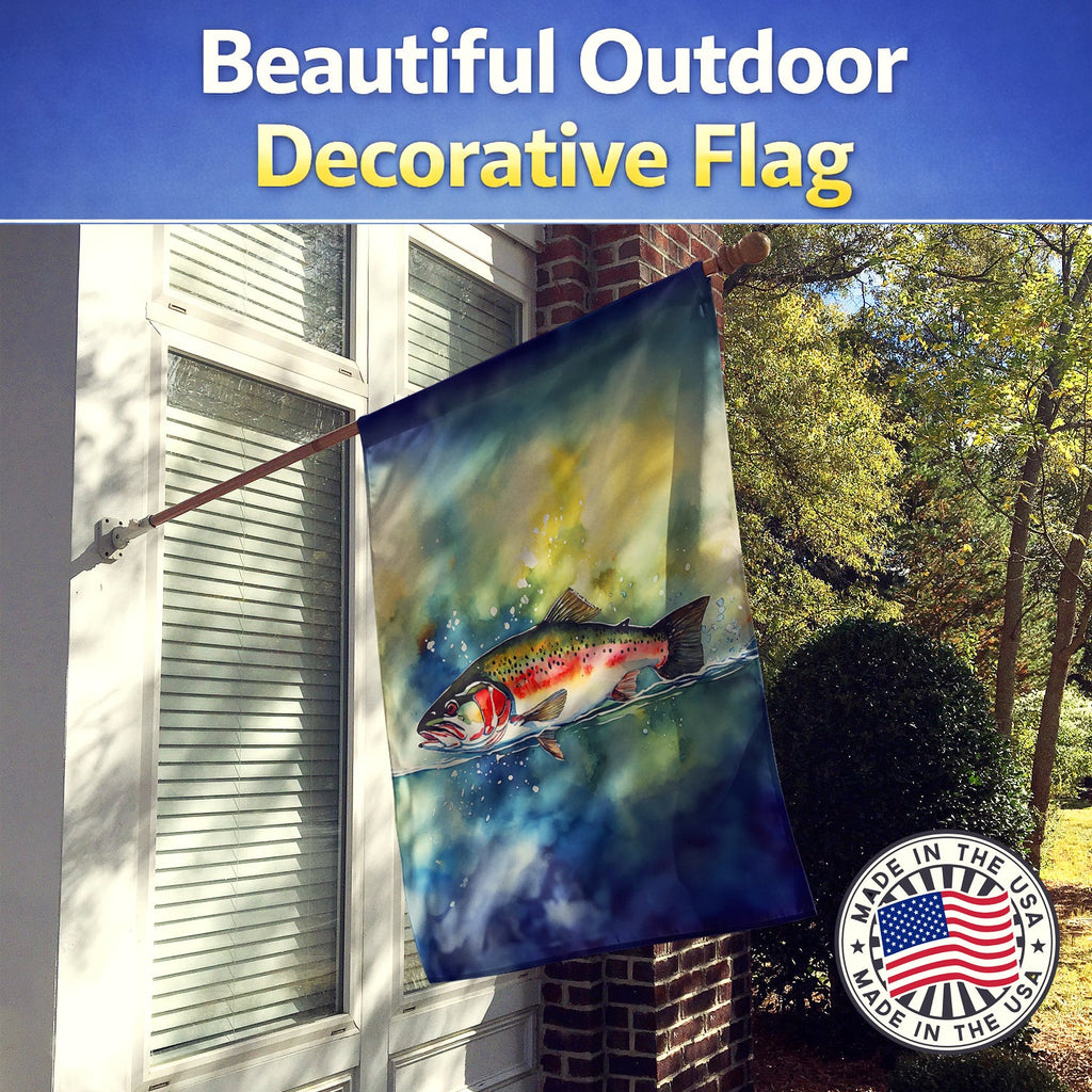 Trout House Flag 28x40 Porch Sleeve Pole Decorative Outside Yard Banner Artwork Wall Hanging, Polyester