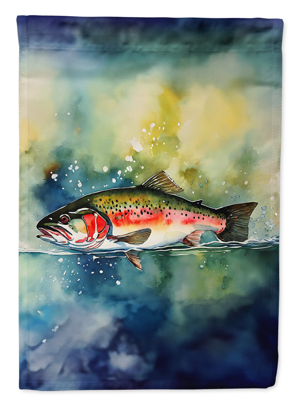 Trout House Flag 28x40 Porch Sleeve Pole Decorative Outside Yard Banner Artwork Wall Hanging, Polyester
