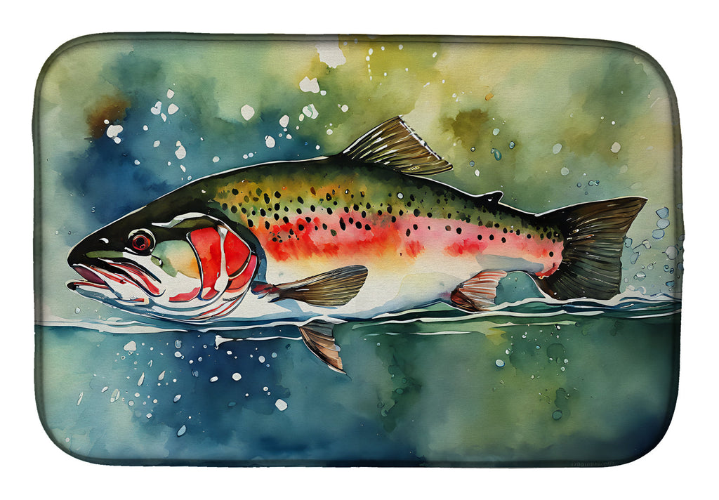 Trout Dish Drying Mat Absorbent Dish Drying Mat Pad for Kitchen Counter Dish Drainer Mat for Countertop, 14 x 21", Multicolor