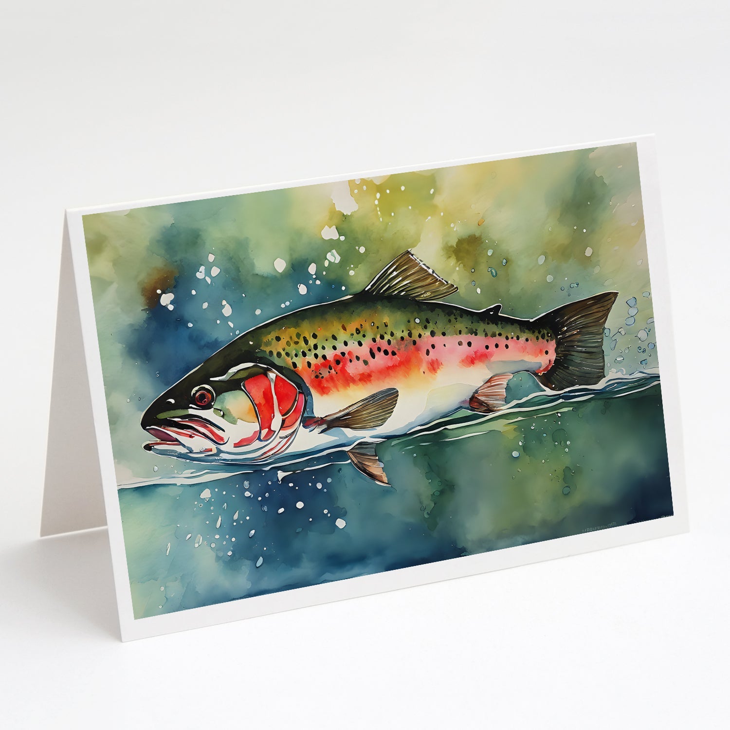 Trout Greeting Cards Pack of 8 Blank Cards with Envelopes Whimsical A7 Size 5x7