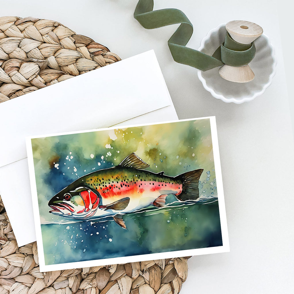 Trout Greeting Cards Pack of 8 Blank Cards with Envelopes Whimsical A7 Size 5x7