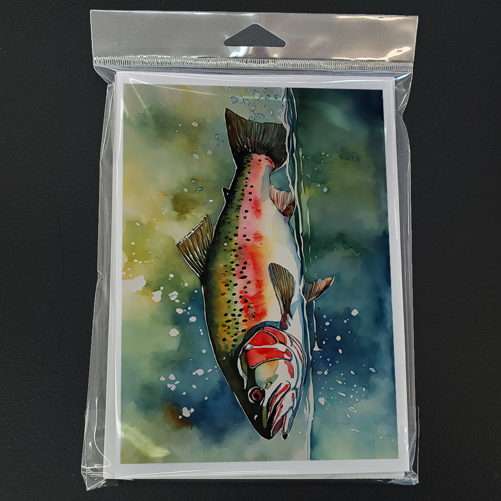 Trout Greeting Cards Pack of 8 Blank Cards with Envelopes Whimsical A7 Size 5x7