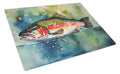 Trout Cutting Board Tempered Glass Kitchen Cutting Surface, Heat Resistant Chopping, Non-Slip Feet, Food Prep & Serving