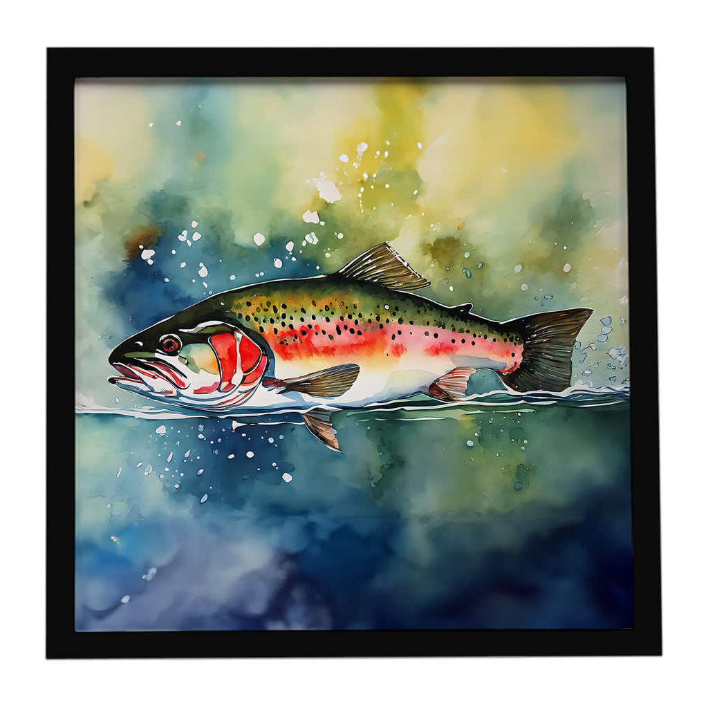 Trout Framed Metal Print Bathroom, Kitchen, Office, Home Decor Wall Art Ready to Hang, Square, 8X8
