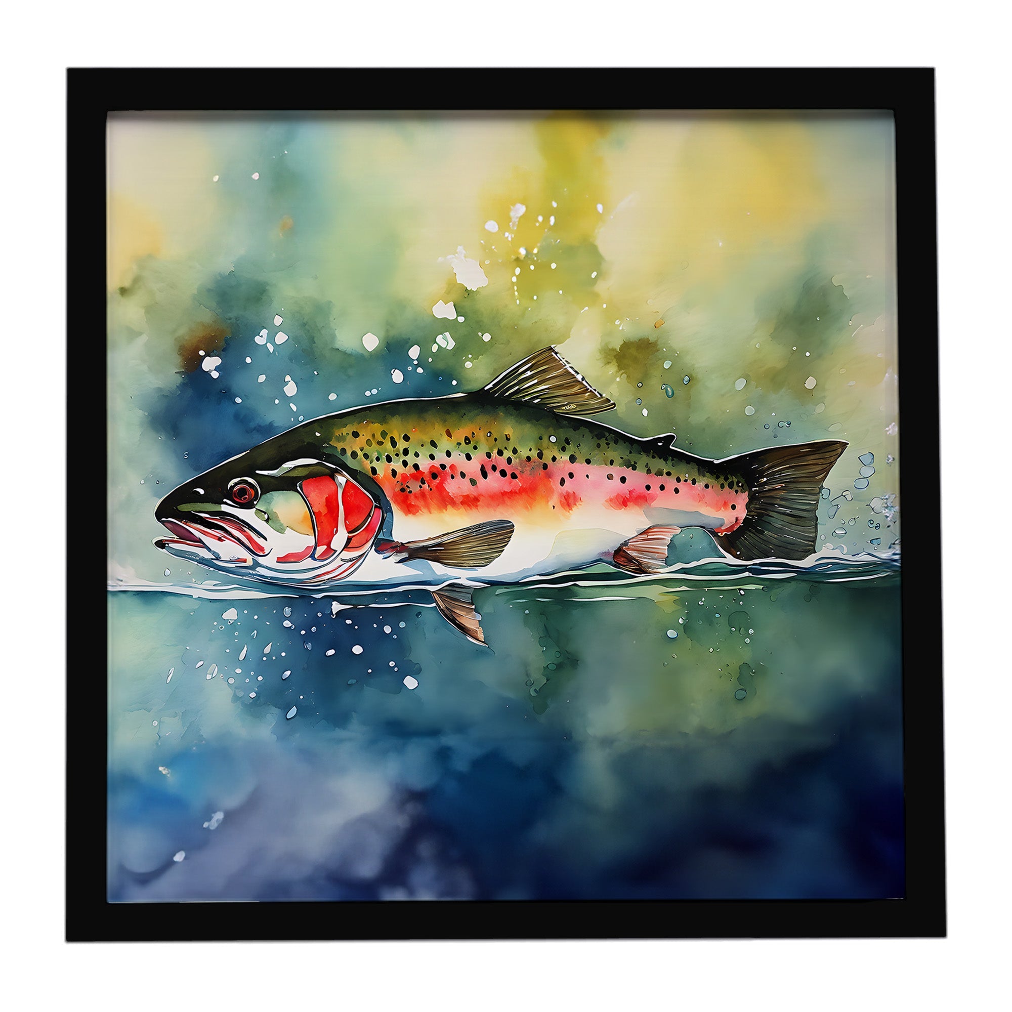 Trout Framed Metal Print Bathroom, Kitchen, Office, Home Decor Wall Art Ready to Hang, Square, 8X8