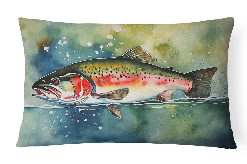 Trout Decorative Throw Pillow 12x16 Indoor Outdoor Accent Cushion, Fabric Cover with Insert for Sofa, Bed, Porch & Living Room